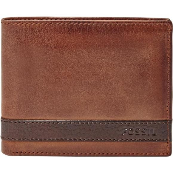 Fossil Men's Leather Bifold Wallet with Flip ID Window‎ for Men - Picture 1 of 4